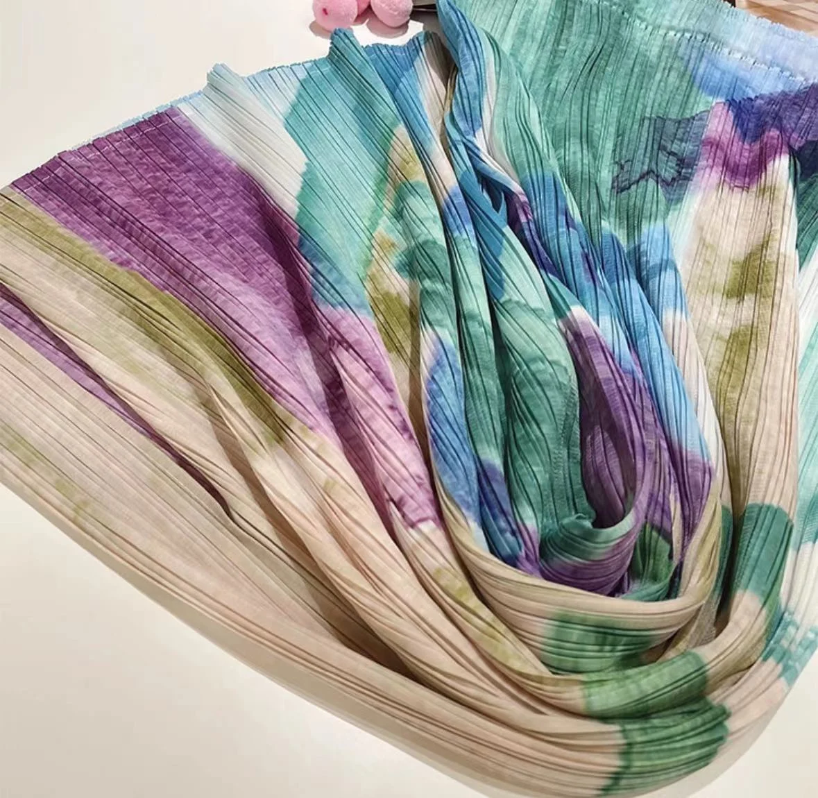 Women Miyake Pleated Colorful Skirt Spliced Pockets Elegant Summer New Fashion Casual Lady Women's Clothing Elastic Waist Skirt