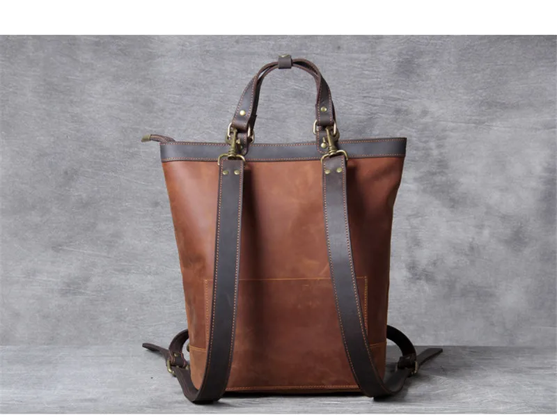 Pndme Vintage verrückte Pferd Rindsleder Männer Frauen Rucksack Reisen natürliche Echt leder multifunktion ale Bagpack Arbeit Laptop Bücher tasche – Detail 26