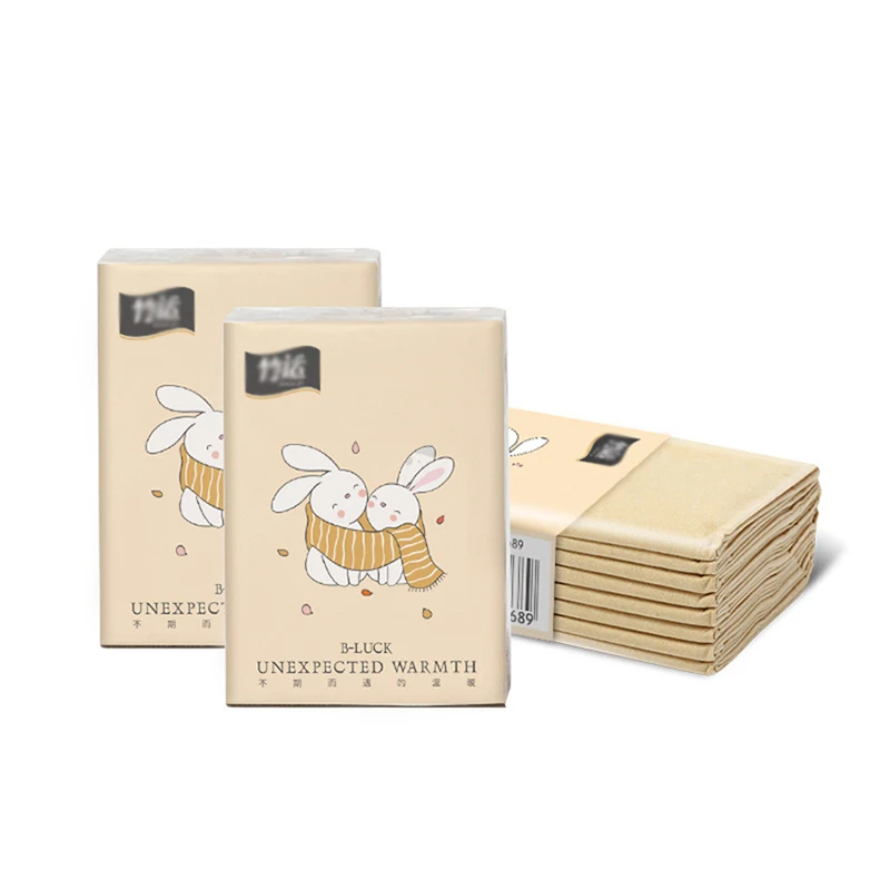 10 Packs Handkerchief Paper Towel Portable Disposable Small Package Paper Towel Bamboo fiber bamboo pulp Handkerchief Disposable Towel