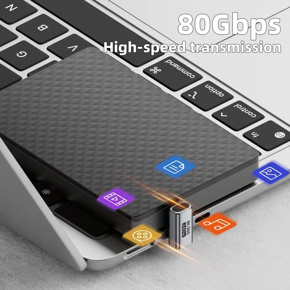 High-Speed USB-C 8K Charger Connector with 240W Power Delivery and 80Gbps Data Transfer Rate