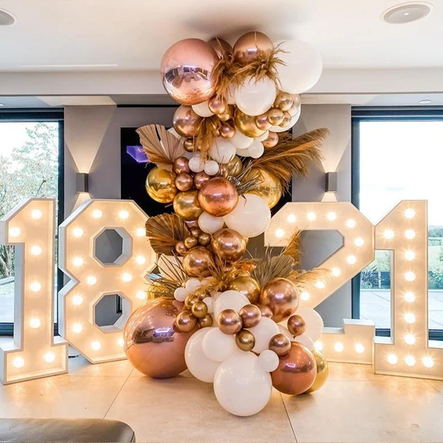 91.5cm Giant Figure Balloon Filling Box with Lights 1st Birthday Balloon Number 40 50 60 Balloon Frame Wedding Decor Baby Shower 1