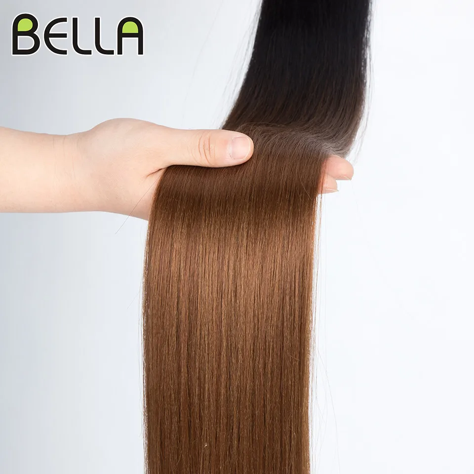 Bella Synthetic Hair Bundles 36Inch Straight Hair Extensions 130G Ombre Blonde 613 Black Color BIO Synthetic Weave Ponytail hair extensions