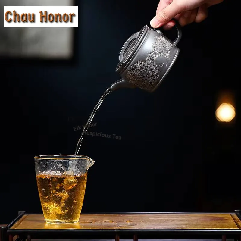 220/240ml Yixing Purple Clay Tea Pot Handmade Raw Ore Black Mud Teapots Authentic Tea Maker Kettle Customized Tea Set Collection