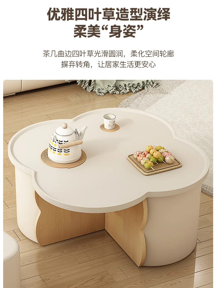 Cream style coffee table living room 2023 new small apartment modern simple designer creative Internet celebrity round tea table