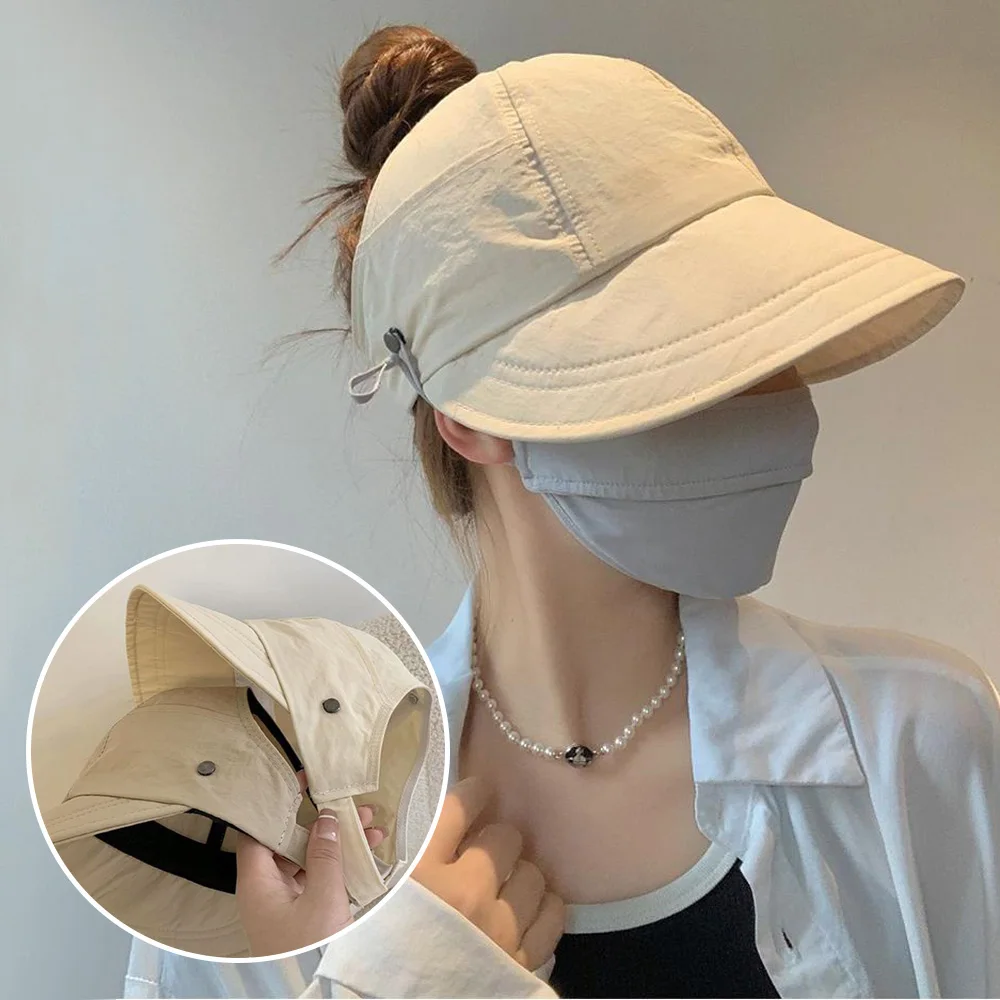 

Women Foldable Sunhat Summer Sun Protection Fisherman Hat Wide Brim Cap Hollow Top Sunscreen Beach Visor Hat Adjustable Sun Hats