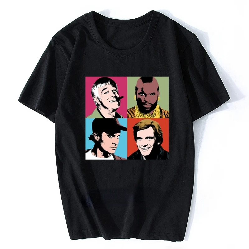 Футболка с надписью The A-Warhol, футболки с рисунком сериала «The A Team», графические футболки с пародией, ЗАБАВНЫЕ РЕТРО топы для телевизора, футболки
