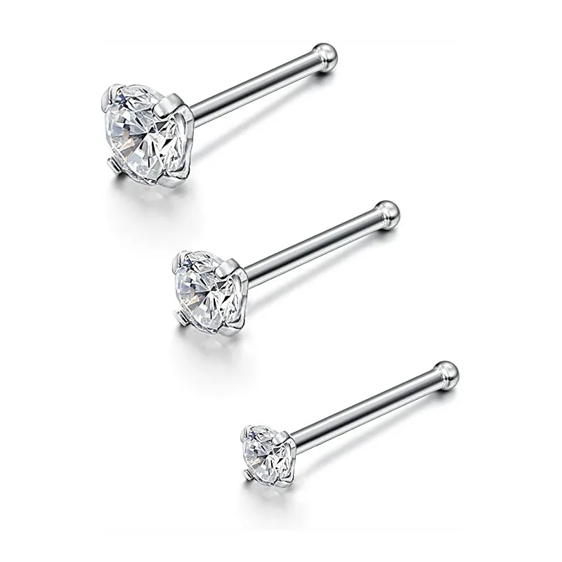 Nose Rings Piercing Jewelry Nose Studs Body Piercing Earrings Metal Jewelry Body Piercing Jewelry Body Jewelry Ear Piercing Jewelry 1PC 1.5-3mm Mini Zircon Nose Studs 316L Stainless Steel L Shape Nose Ring Cartilage Earrings for Women Men Body Piercing Jewelry