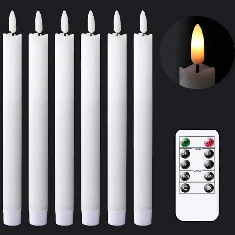 Pack of 6 Flickering Light Christmas LED Candles With Remote Control,10
