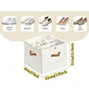 Shoe Organizer, Fabric shoe hanger with Cover, Adjustable Dividers for Shoe storage drawer Box Container  Cube Box Fits 14 Pairs 2