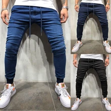 

New Mens Jean Pencil Pants Fashion Men Casual Slim Fit Straight Stretch Feet Skinny Zipper Jeans For Male Hot Sell Trouse slim