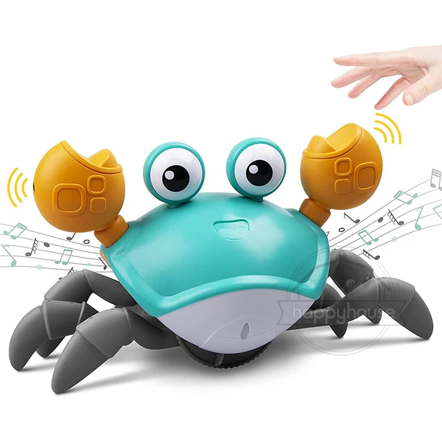 Crawling Crab Baby Toys with Music LED Light Up Musical Toys for Toddler Automatically Avoid Obstacles Interactive Toys for Kids 1