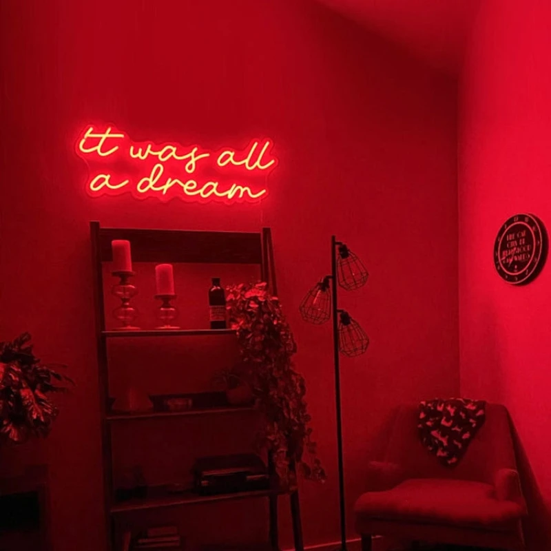 It Was All A Dream Neon LED Sign Home Bedroom Living Room Wall Decoration Atmosphere Light Birthday Gift Party Bar Space Design rgb led light bulb e27 smart lamp ir remote control dimmable chandeliers christmas decoration atmosphere colorful bulb for home