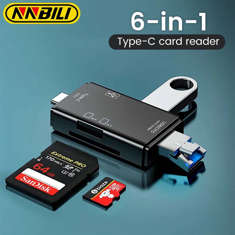 Card Reader NNBILI OTG SD TF Type C Micro sd 6 in1 USB 2.0 TF card USB flash drive Type C