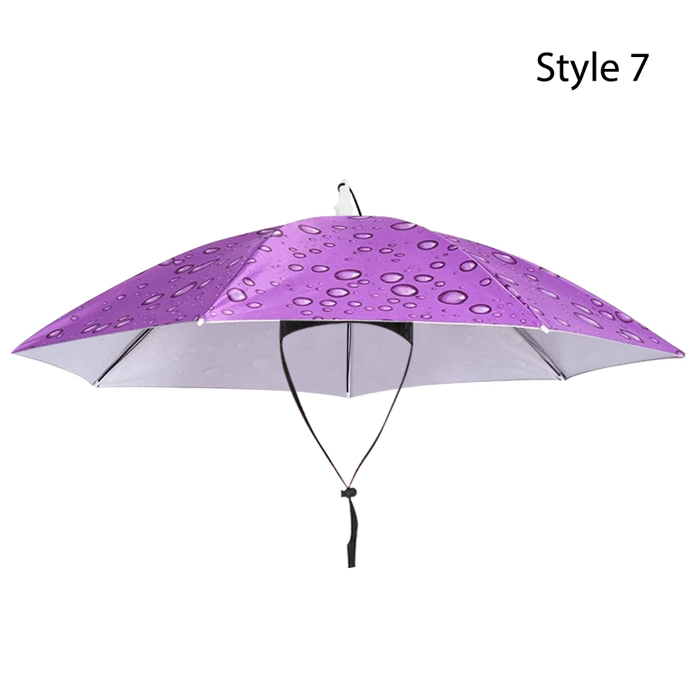 Portable Rain Umbrella Hat Foldable Outdoor Fishing Sunshade Waterproof Camping Headwear Beach Head Hats Fishing Hat 77CM