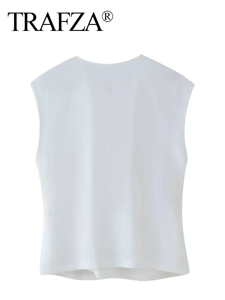 HH Women Vintage Solid Tank Tops Casual Loose Sleeveless Shirt V Neck Blouse Y2k Female Summer Fashion Chic Top Vest