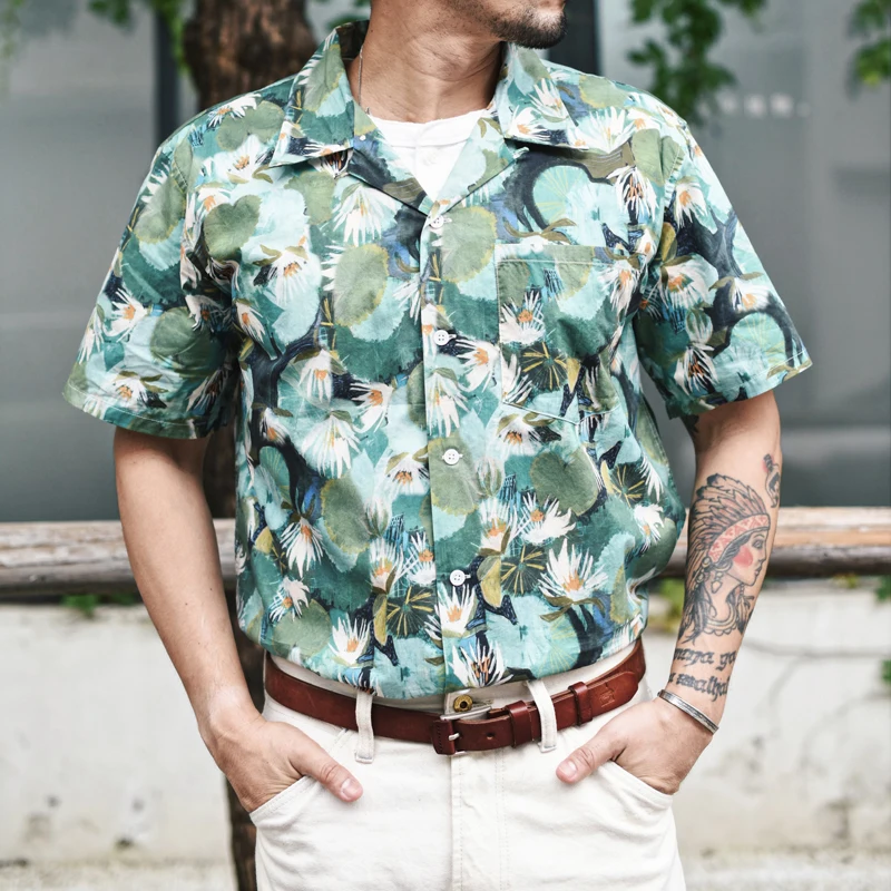 Sauce Zhan  Aloha Shirt Hawaiian Shirt Summer Mens Shirts Beach Casual Breathable Pure Cotton loose fit 2