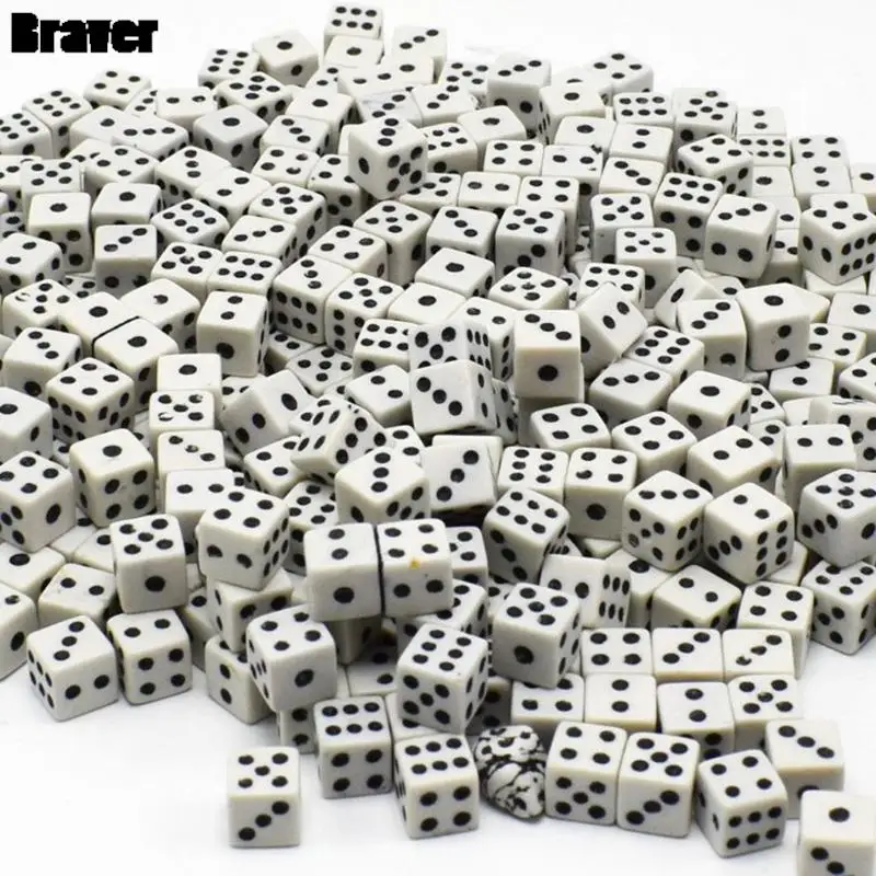 50 Pcs/Lot 8mm Plastic Gaming Dice Standard Six Sided Decider Party game dice,dice set,acrylic dice