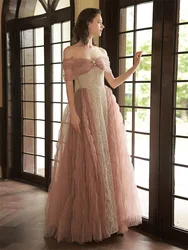 100% Real Photo Luxury Pink Prom Dress Bling Crystals Beads Mermaid Party Evening Dress Overskirt Off Shoulder Robe De Mariée