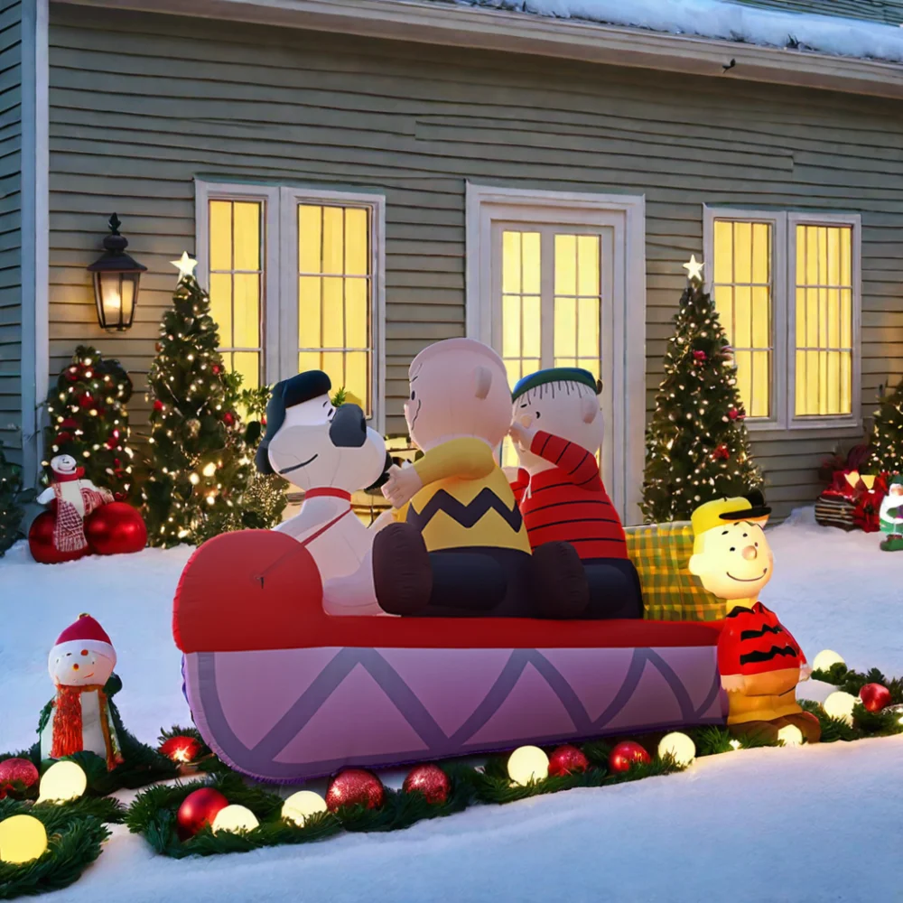 Artículo de publicidad inflable de Snoopy de Navidad Artículo caliente de inflables encantadores gigantes
