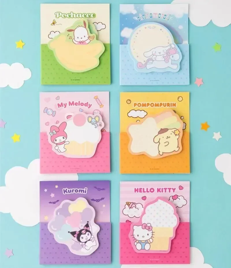 

10pcs New Japanese Cartoon Mymelody Kuromi Memo Pad Creative Cute Student Message Stick Sticky Note Student Stationery Wholesale