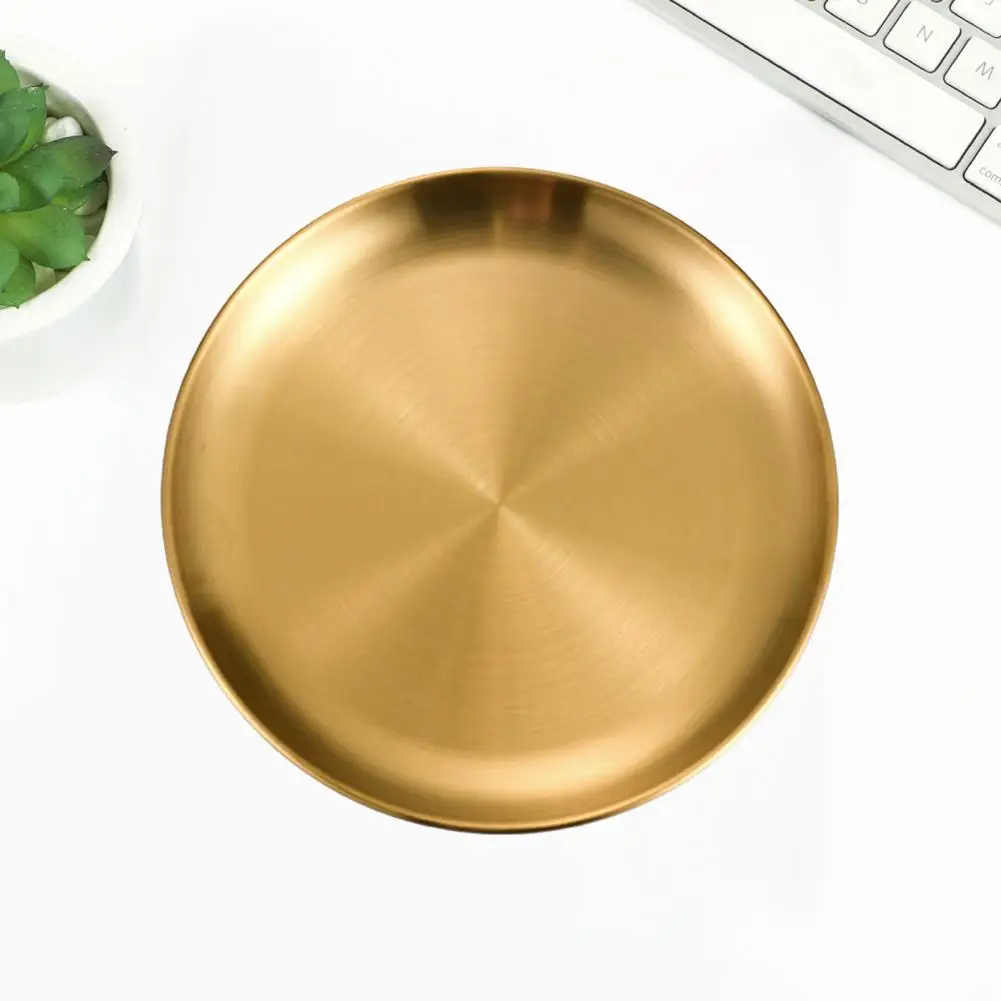 Easy to Clean Dinnerware Stainless Steel Dinner Plates for Home Kitchen Outdoor Camping Bbq Round Salad for Easy Home