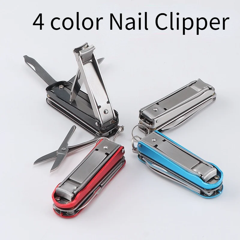 5 In 1 Multi functional Folding Manicure Nail Clipper Stainless Steel Scissors Lima Knife With Key tools