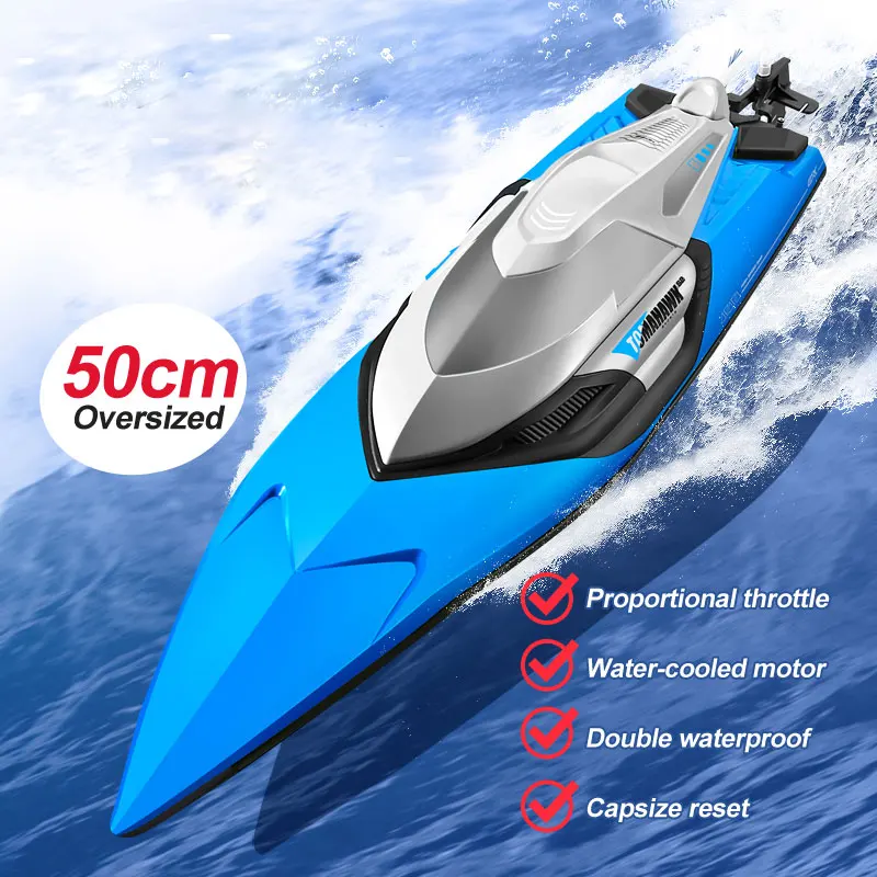50CM zdalnie sterowana łódka RC 50 KM/H profesjonalna zdalnie sterowana łódź motorowa wyścigowa duża wytrzymałość jachtu RC 20 minut prezenty dla dzieci chłopców