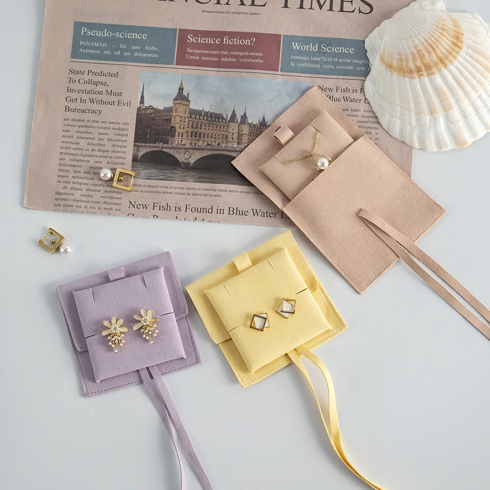 Package Gift Bags Small Size Wedding Favors For Guests Microfiber Pouches Suede Necklace Organizer Bag with Insert Card Business
