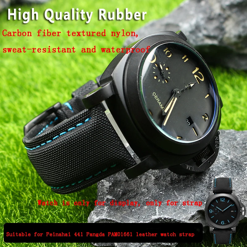 Cinturino In Pelle Con Struttura In Nylon Per Panerai Pam0111 441 Cinturino Per Orologio Marina Nero Blue Line Accessori Per Orologi 22Mm 24Mm