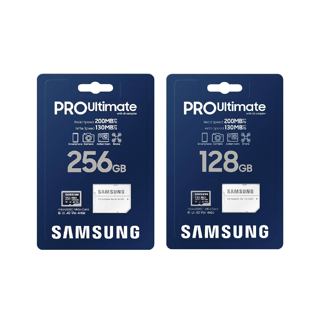 삼성 PRO Ultimate 256GB 128GB 마이크로 SD 카드 U3 4K V30 A2 200MB/s 읽기 속도 130MB/s 쓰기 속도 메모리 카드 SD 어댑터 포함