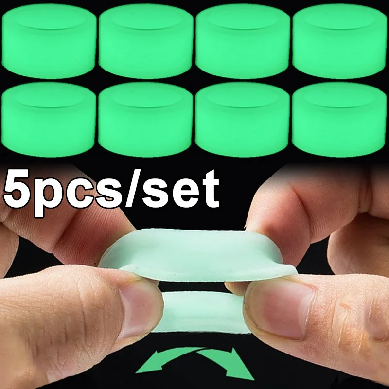 5pcs Luminous Fishing Rod Anti-skid Circle Silicone Handle Wrapping Belt Absorbing Sweat Belt Anti-Slip Tape Fishing Accessories