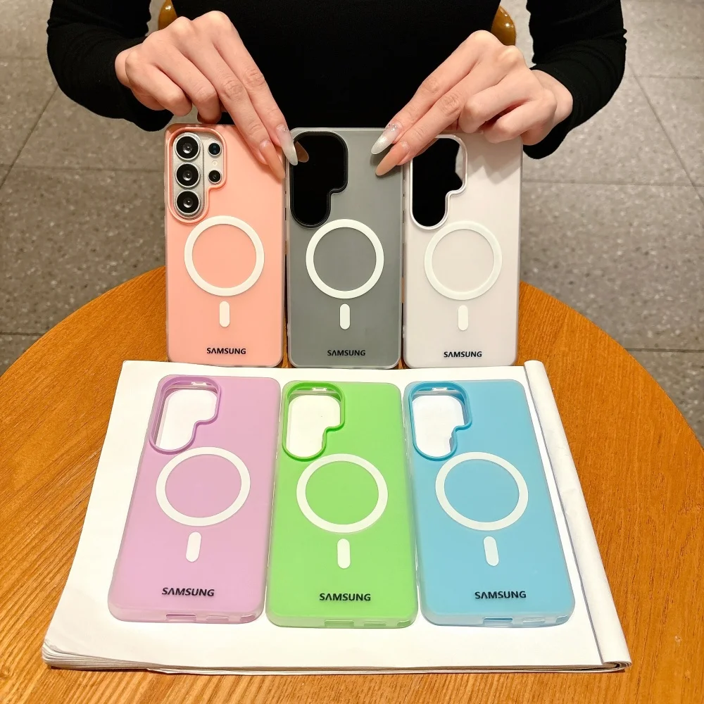 Candy Color Matte Soft TPU Magnetic Phone Case with MagSafe Wireless Charging Cover