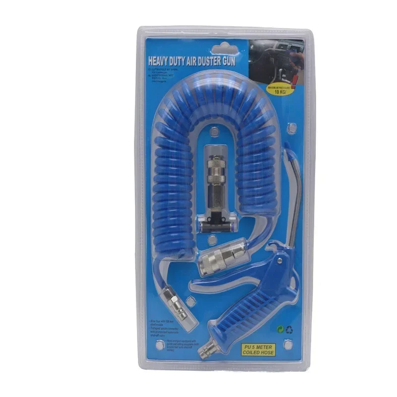 4x6mm Heavy Duty Air Dust Blow Gun Kit, 50cm Long Pneumatic Coiled TPU Hose Air Duster Gun Remover for Air Compressor 6