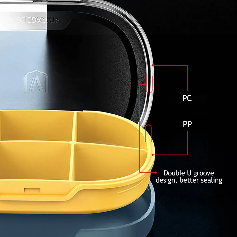 Waterproof 4/6 Grid Sealed Portable Medicine Box Transparent Medicine Multi-functional Subpackage Medicine Box Storage Box