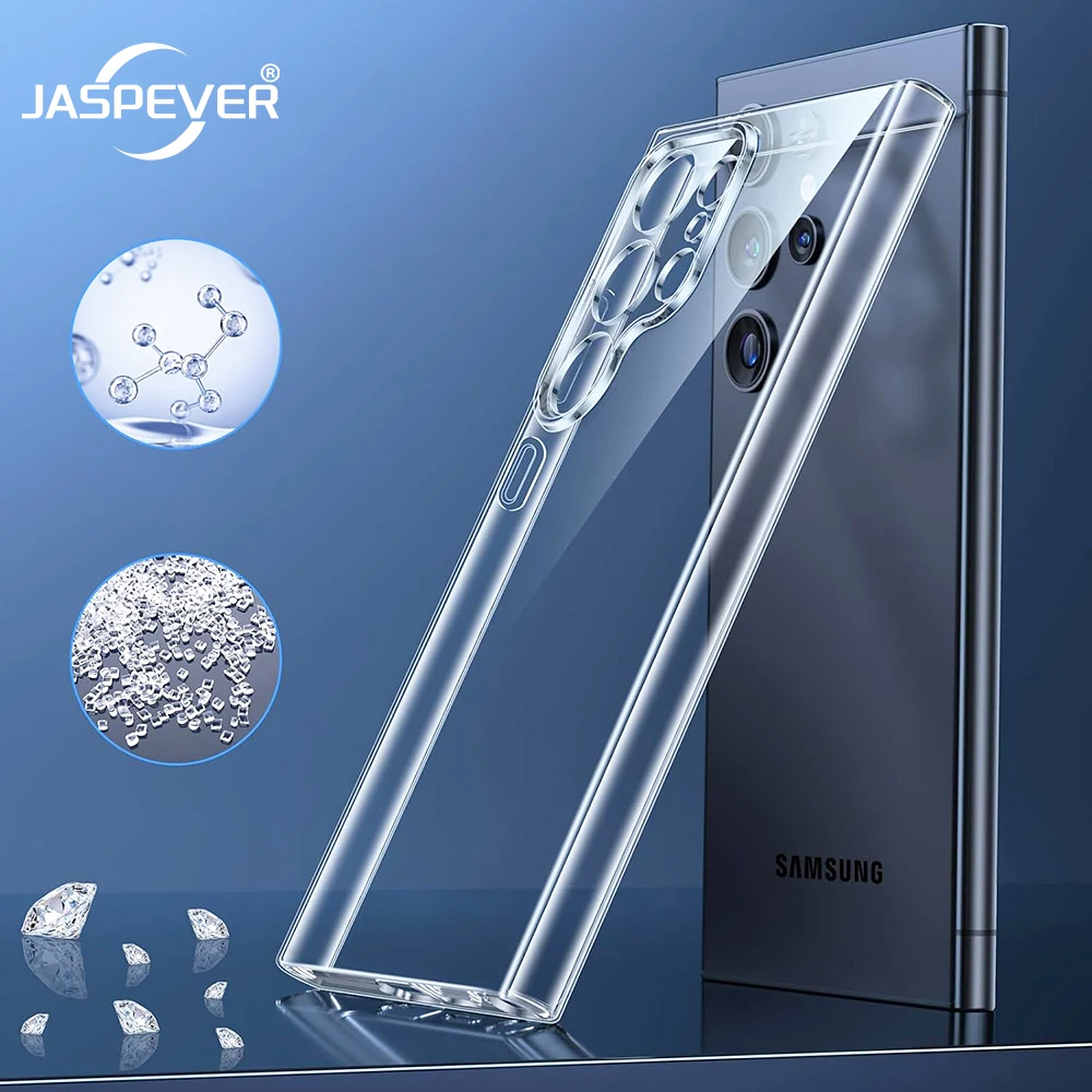 Новинка 2024, оригинальный силиконовый чехол Jaspever для Samsung Galaxy S24 Ultra Plus, Ультратонкий Мягкий Прозрачный чехол-накладка