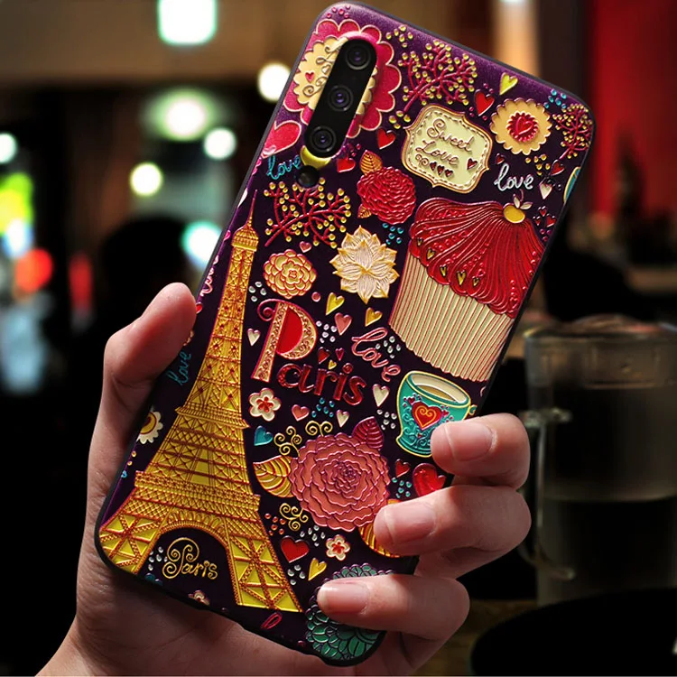Elegant 3D Flower Embossed Art Case Cover