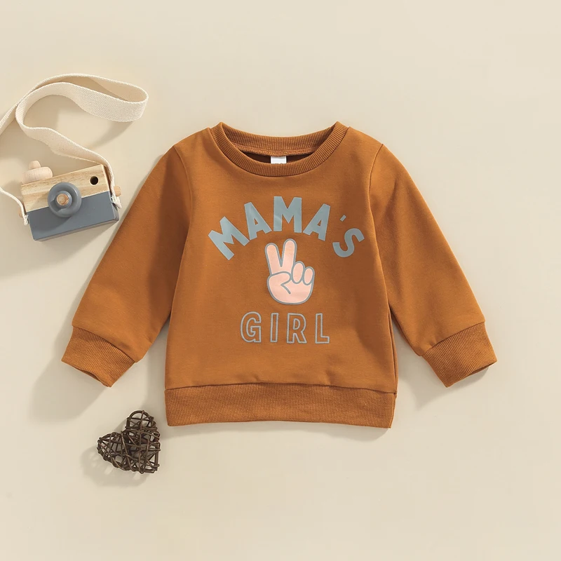 FOCUSNORM 0-3Y Autumn Baby Boys Girls Cute Sweatshirt T Shirts Letter Printed Long Sleeve Pullover Outwear
