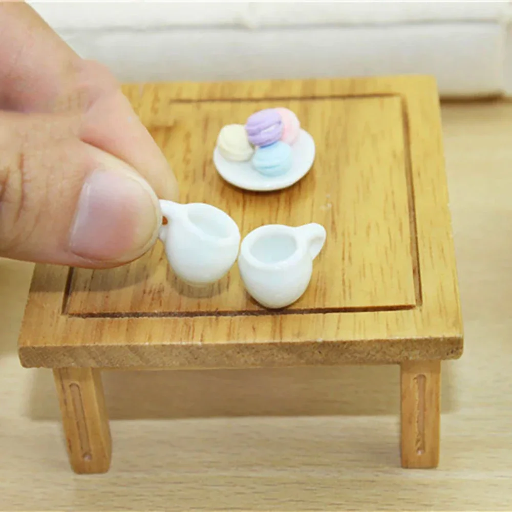 2Pcs 1/12 Doll House Miniature Ceramic Tea Cup Simulation Coffee Cup Model Toy For Mini Decoration Dollhouse Accessories