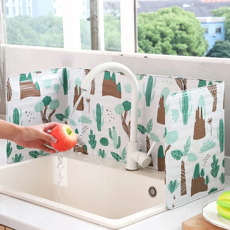 Foldable Printed Oil Baffle Aluminum Foil High Temperature Oil Baffle Stove Protection Screen Kitchen Gadgets Cooking Tools
