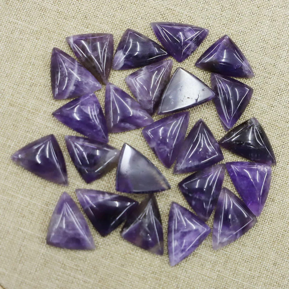 Free Shipping 18*26mm Natural Amethyst Triangle Non-porous Bare Stone Bead Patch Decorative Mosaic Accessories Wholesale 10P/Lot