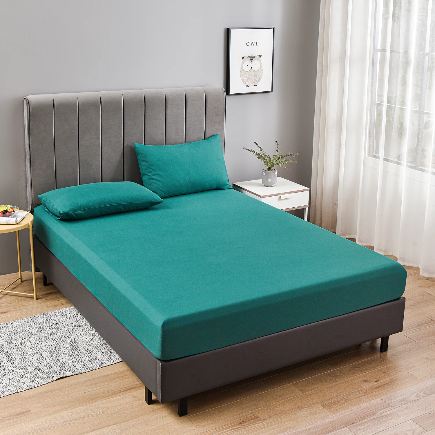 1pc Brushed Fitted Sheet Soft Comfortable Solid Color Light Grey Bedding Fitted Sheet for Bedroom Guest Room Student Dorm Hotel 6