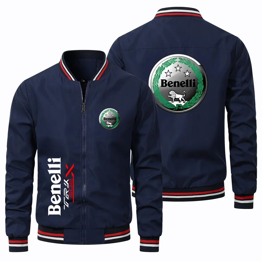 Men's Fashionable Bomb Jacket with Benelli Motorcycle for Spring Outdoor Leisure Windproof Oversized Men's Clothing New