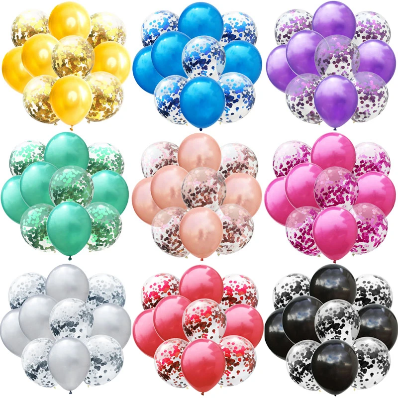 Latex balloon 12inch 10pcs Mix Blue Rose Gold Confetti Latex Balloon colorful Baby Shower Wedding Birthday Party Decor Clear Balloons kids toy