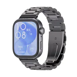 Premium Metal Strap for Smartwatches - Elegant Watchband Accessory (3 Beads Black)