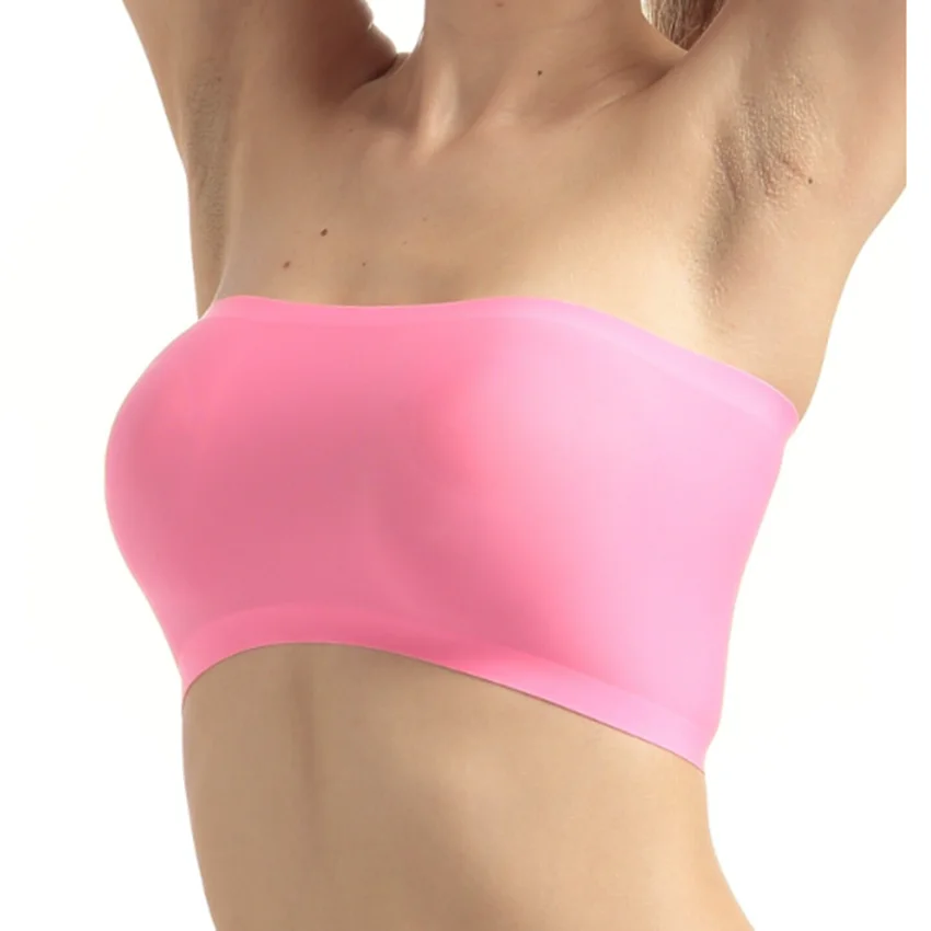 Ice Silk Women's Strapless Seamless Wrapped Bandeau Bra Tube Tops Solid Stomacher Wrapped Chest Bottom women tube tops