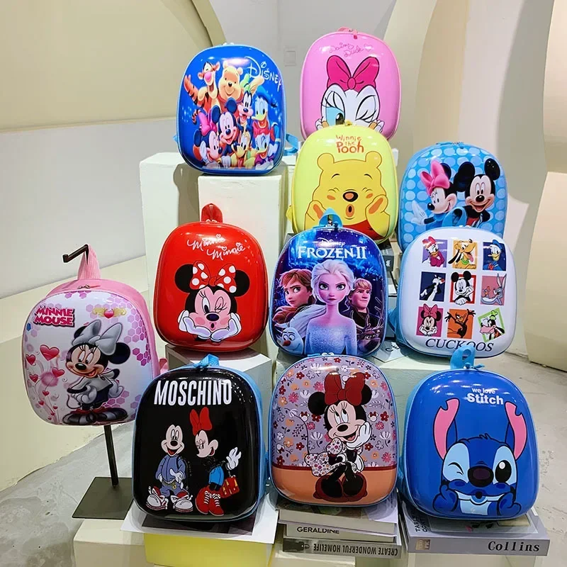 

Disney Cartoon Mickey Mouse Stitch Princess Series New Children's School Bag Baby Cute Backpack Boy Girl Eggshell Bag