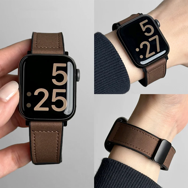 Luxury Hybrid Leather and Silicone Magnetic Bracelet