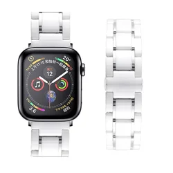 Elegant Ceramic Metal Watch Strap Replacement Bracelet Wristband for S10-46mm 42 44 45 49 (White silver)