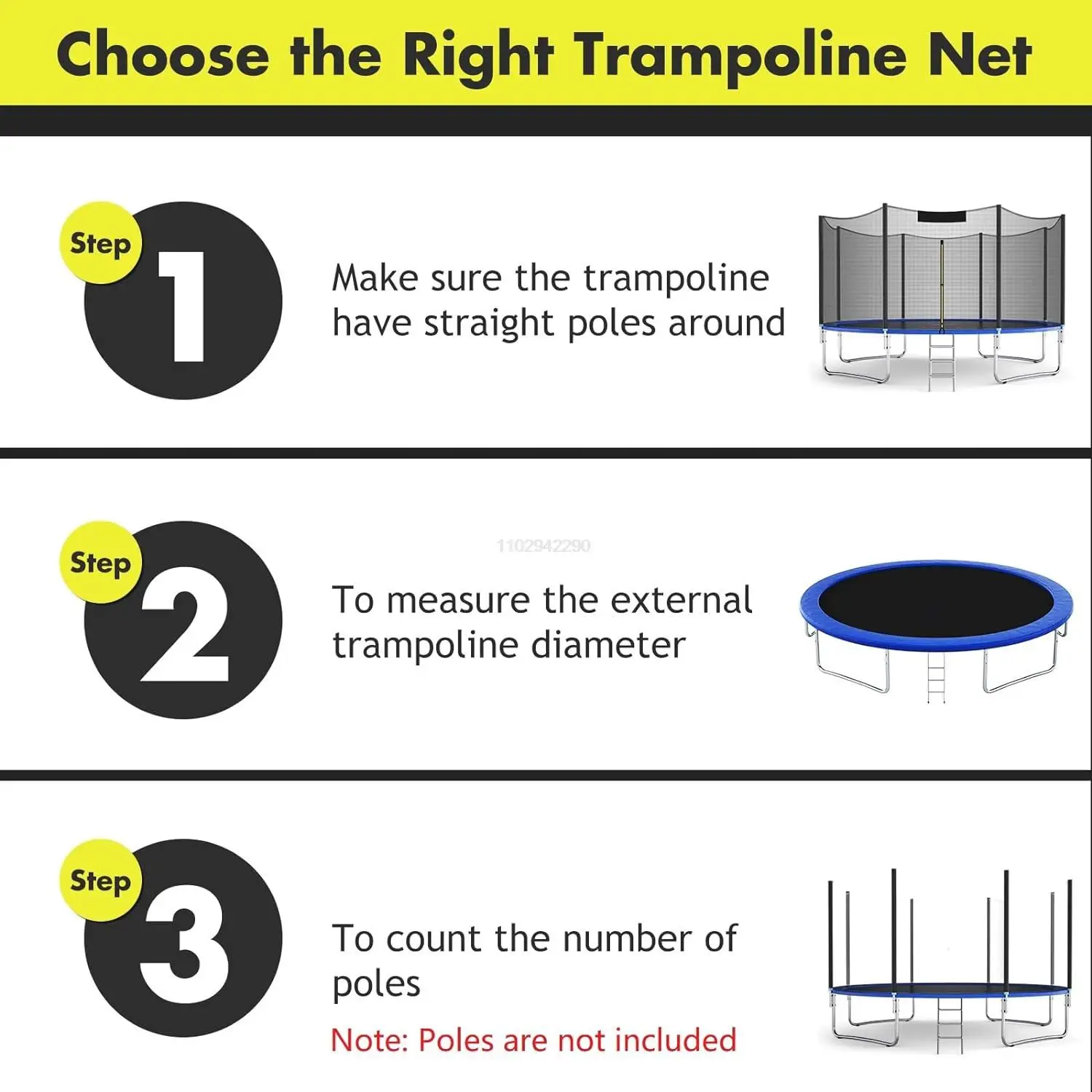 6/8/10FT Trampoline Replacement Safety Net Weather-Resistant Protection Net with Double-Headed Zipper for Kid Outdoor Sports 3
