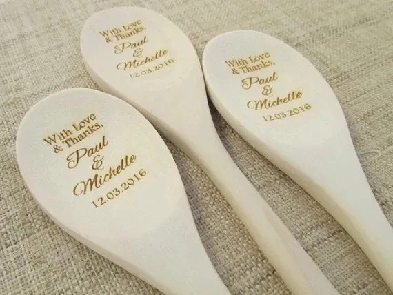 

personalized name text engraved Wedding thank you Wooden spoons company favors, birthday Abuela Housewarming party favors gifts
